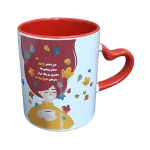 لیوان دسته و داخل رنگی قلبی